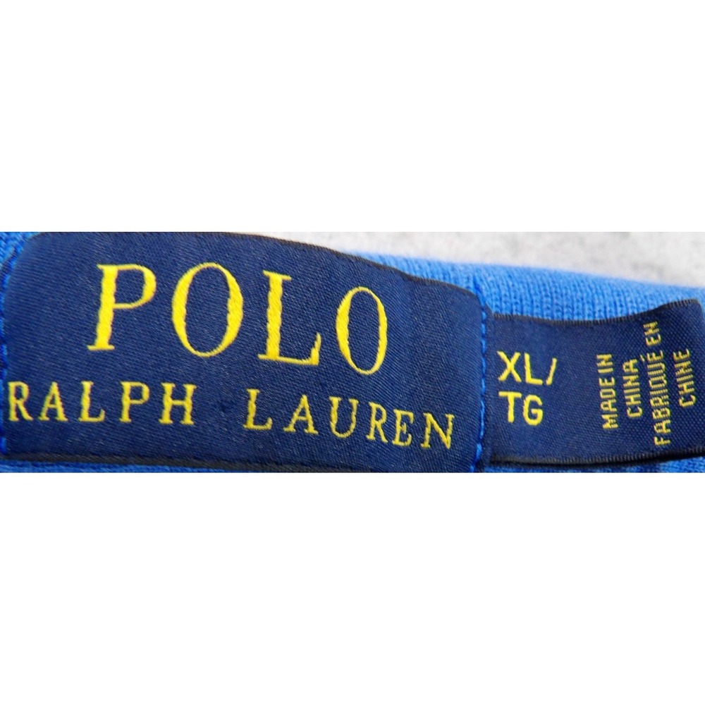 Polo Ralph Lauren Shirt Men XL Blue Yellow Pony Short Sleeve Cotton Knit Casual - Picture 3 of 16